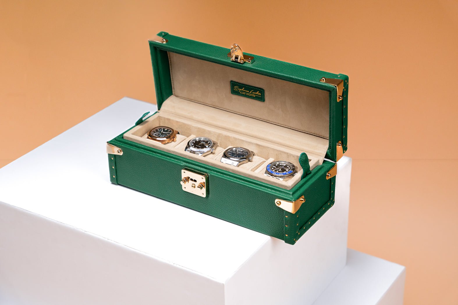 Bosphorus LeatherPetra Watch Case - Togo Christmas Green For 4 Watches