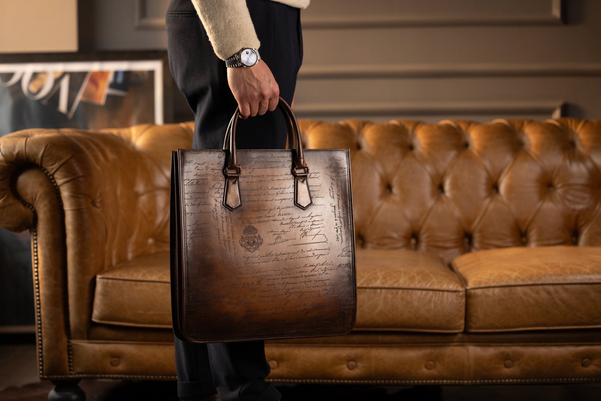 Bosphorus LeatherTote Bag - Parchment Patina Brown