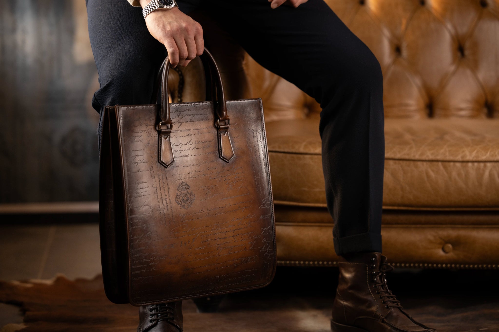 Bosphorus LeatherTote Bag - Parchment Patina Brown