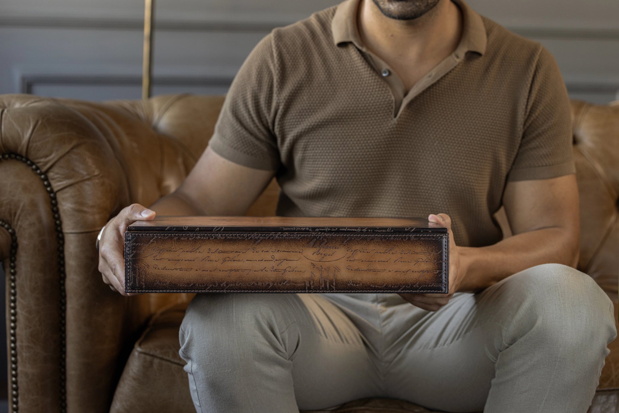 Bosphorus LeatherWatch Tray - Parchment Patina Java Brown