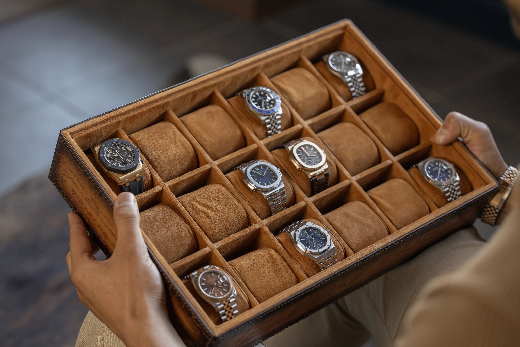 Bosphorus LeatherWatch Tray - Parchment Patina Light Tan