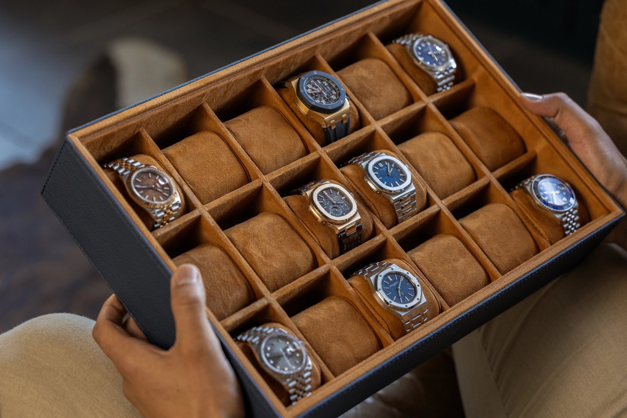 Bosphorus LeatherWatch Tray - Togo Navy Blue