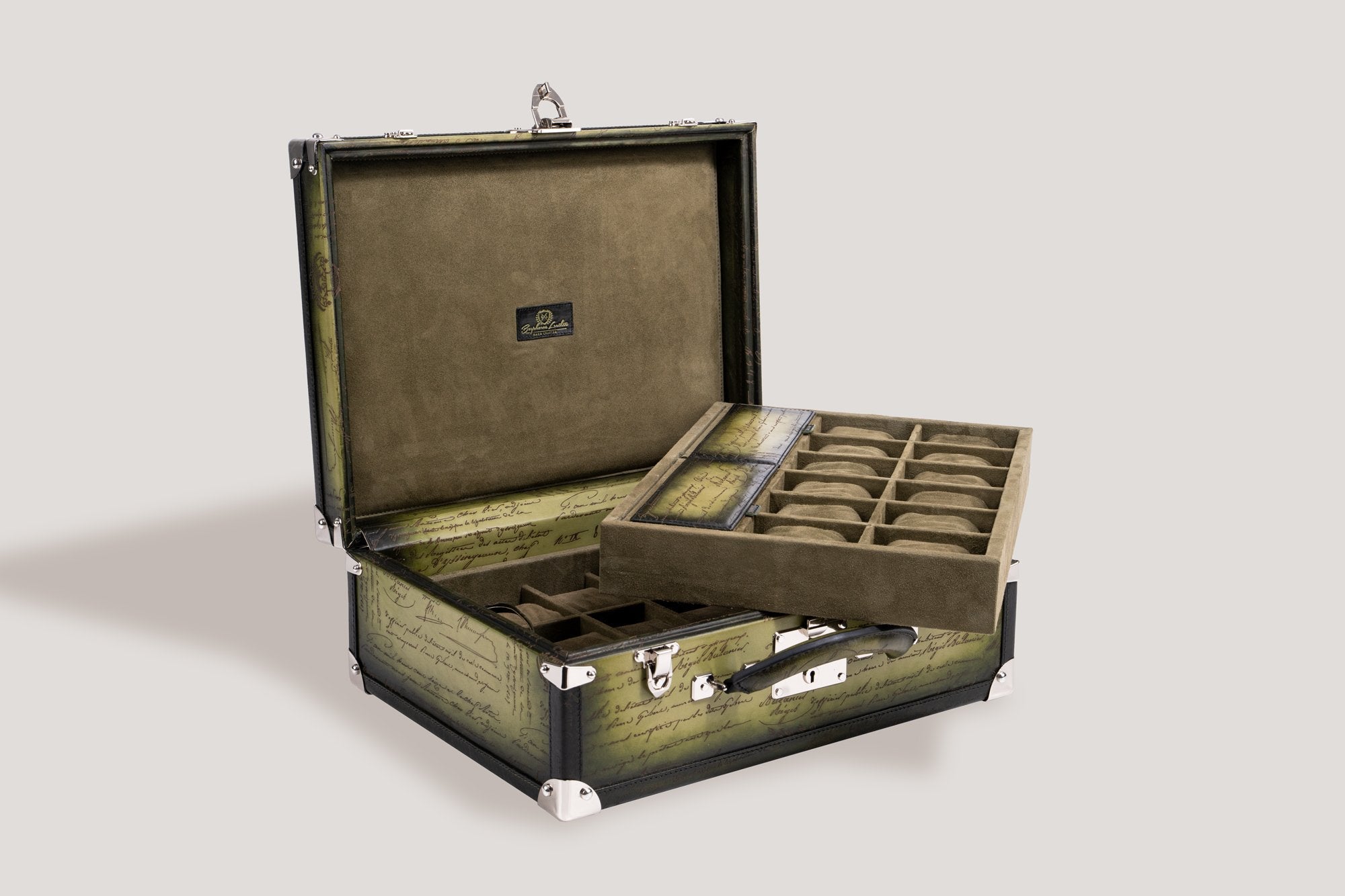 Bosphorus LeatherWatch Trunk - Parchment Patina Olive Green for 30 Watches