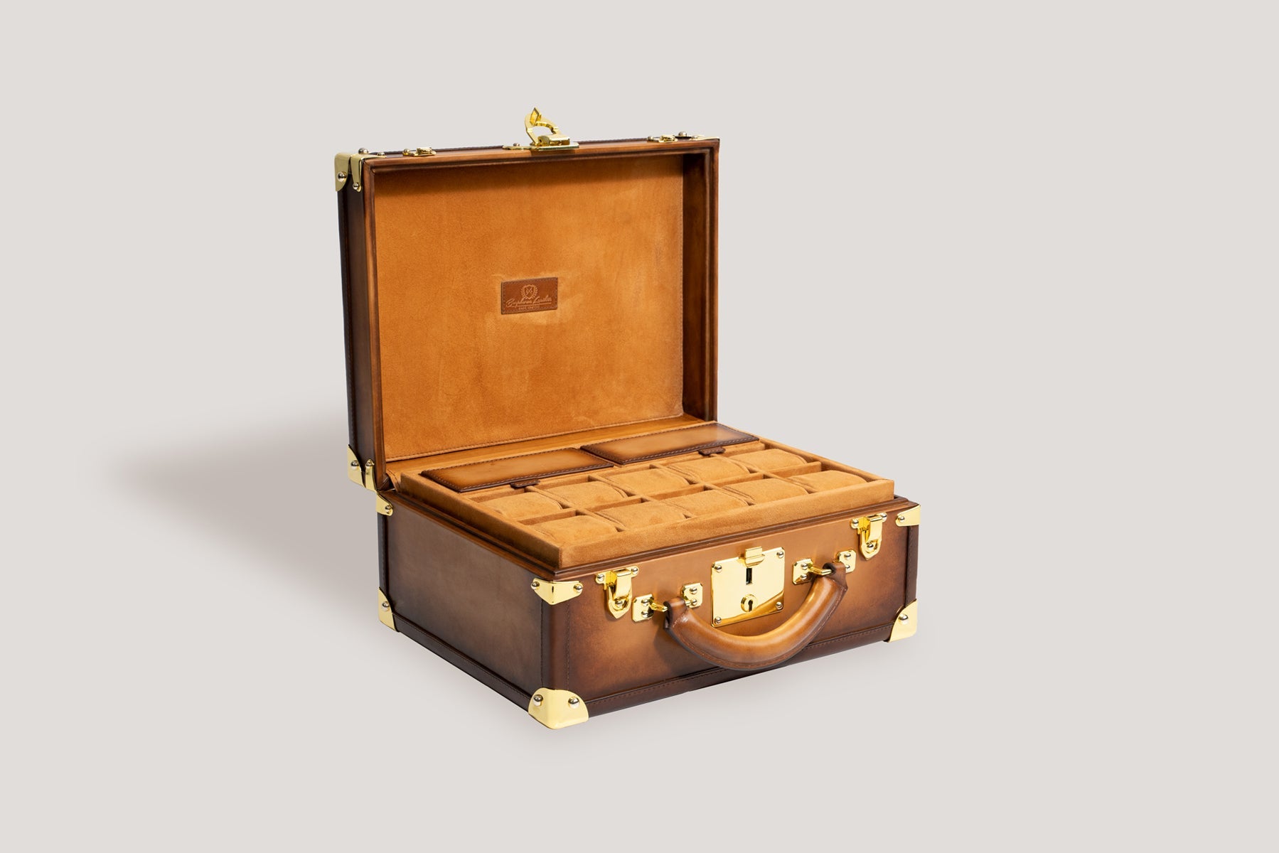 Bosphorus LeatherWatch Trunk - Patina Honey Brown for 25 Watches