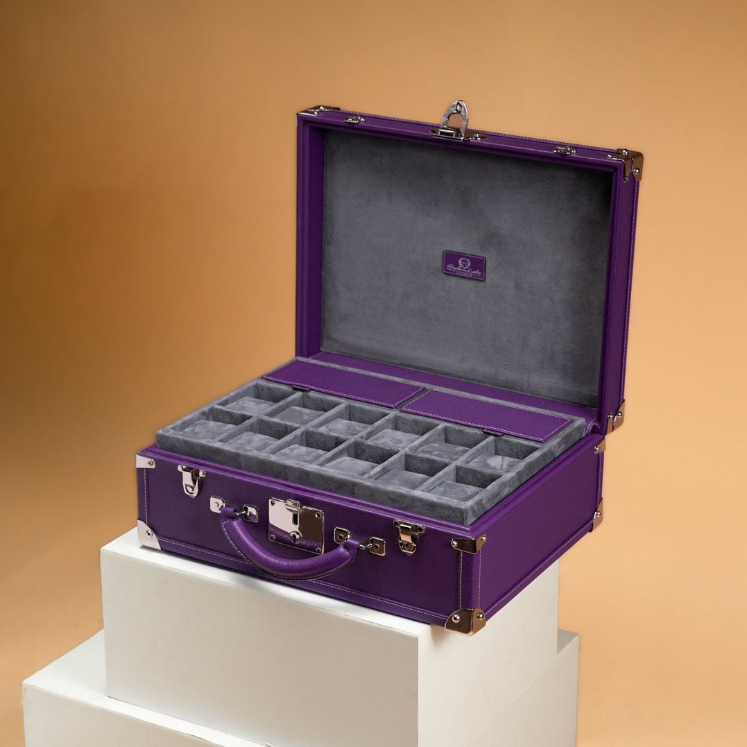 Bosphorus LeatherWatch Trunk - Saffiano Purple for 30 Watches