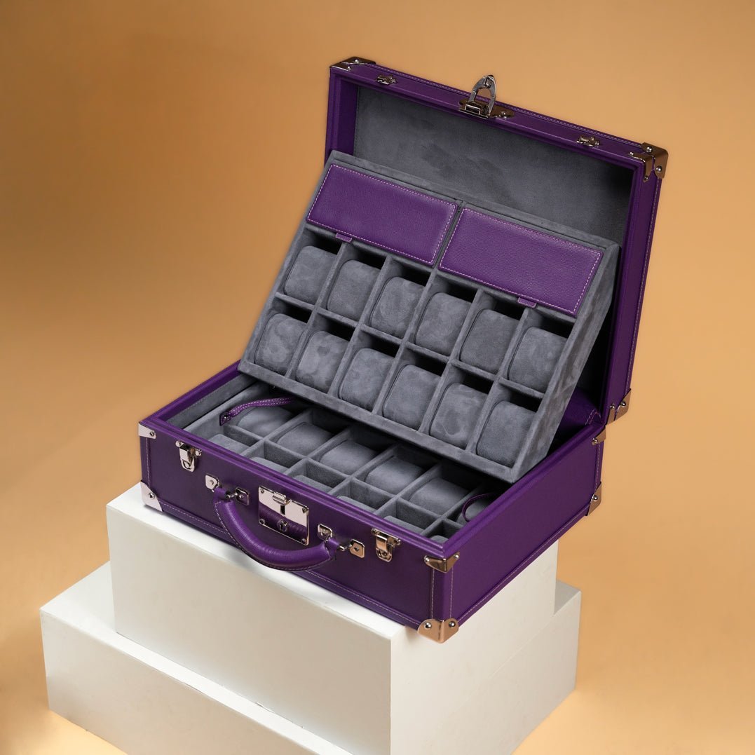 Bosphorus LeatherWatch Trunk - Saffiano Purple For 30 Watches