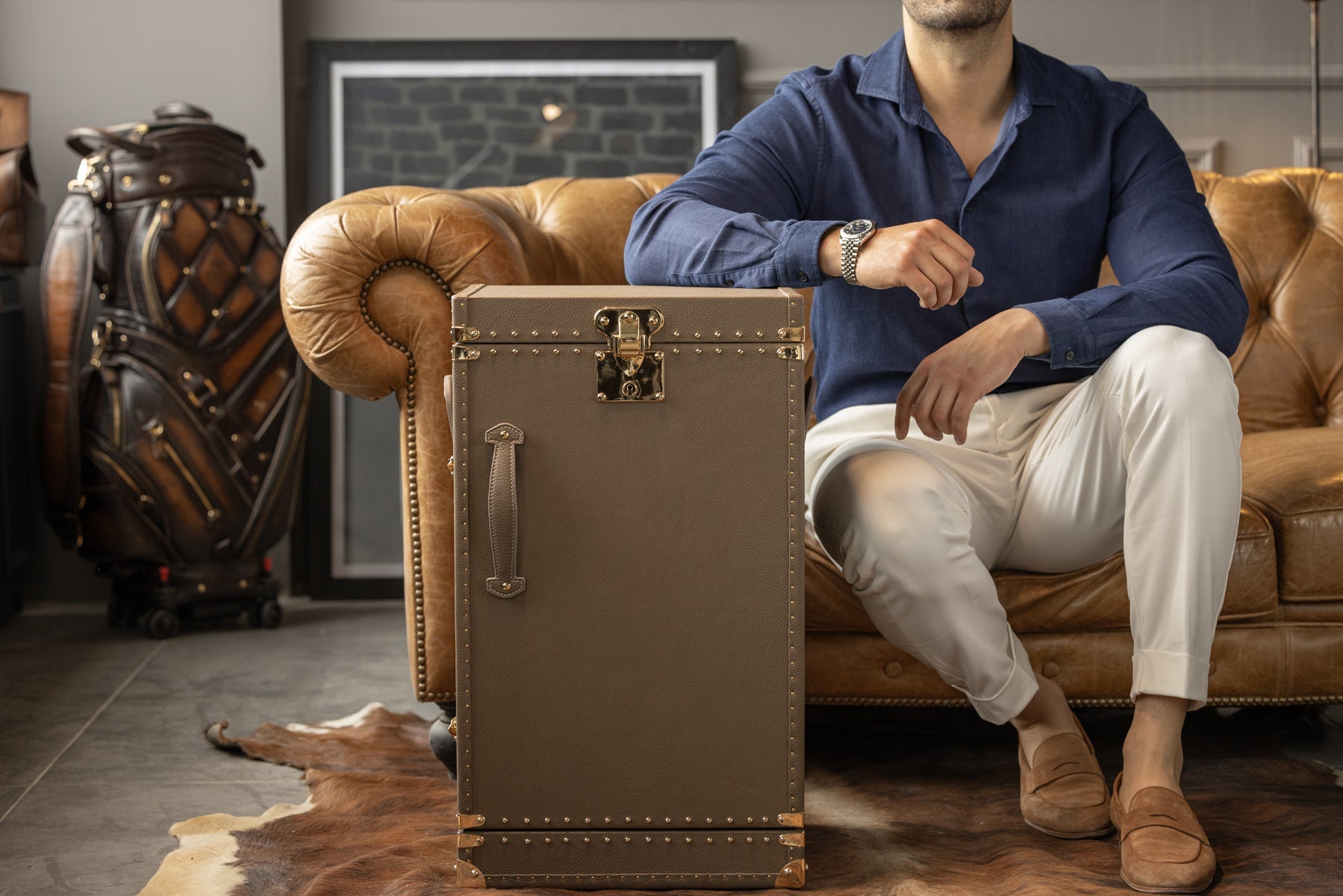 Bosphorus LeatherWatch Winder Trunk - Togo Beige ( Plus Free Watch Roll )