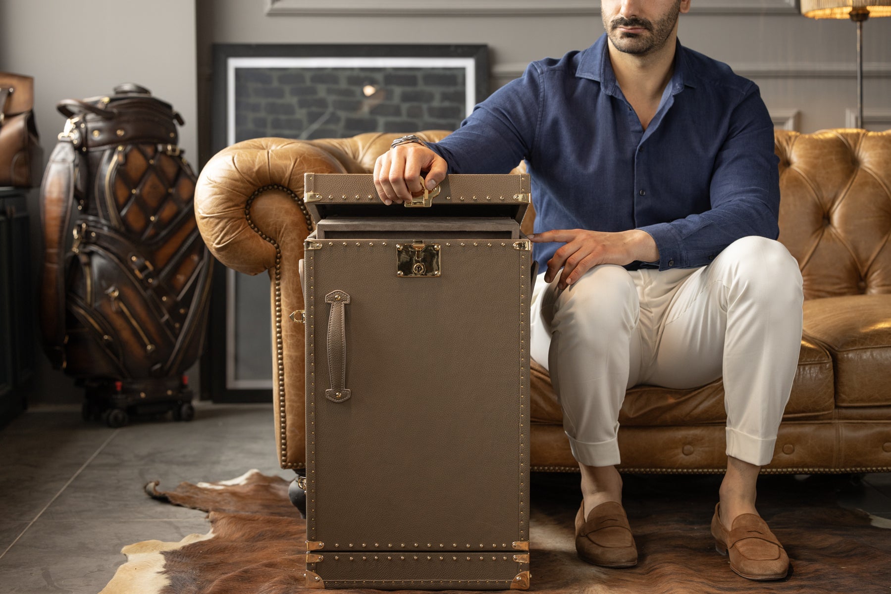 Bosphorus LeatherWatch Winder Trunk - Togo Beige ( Plus Free Watch Roll )