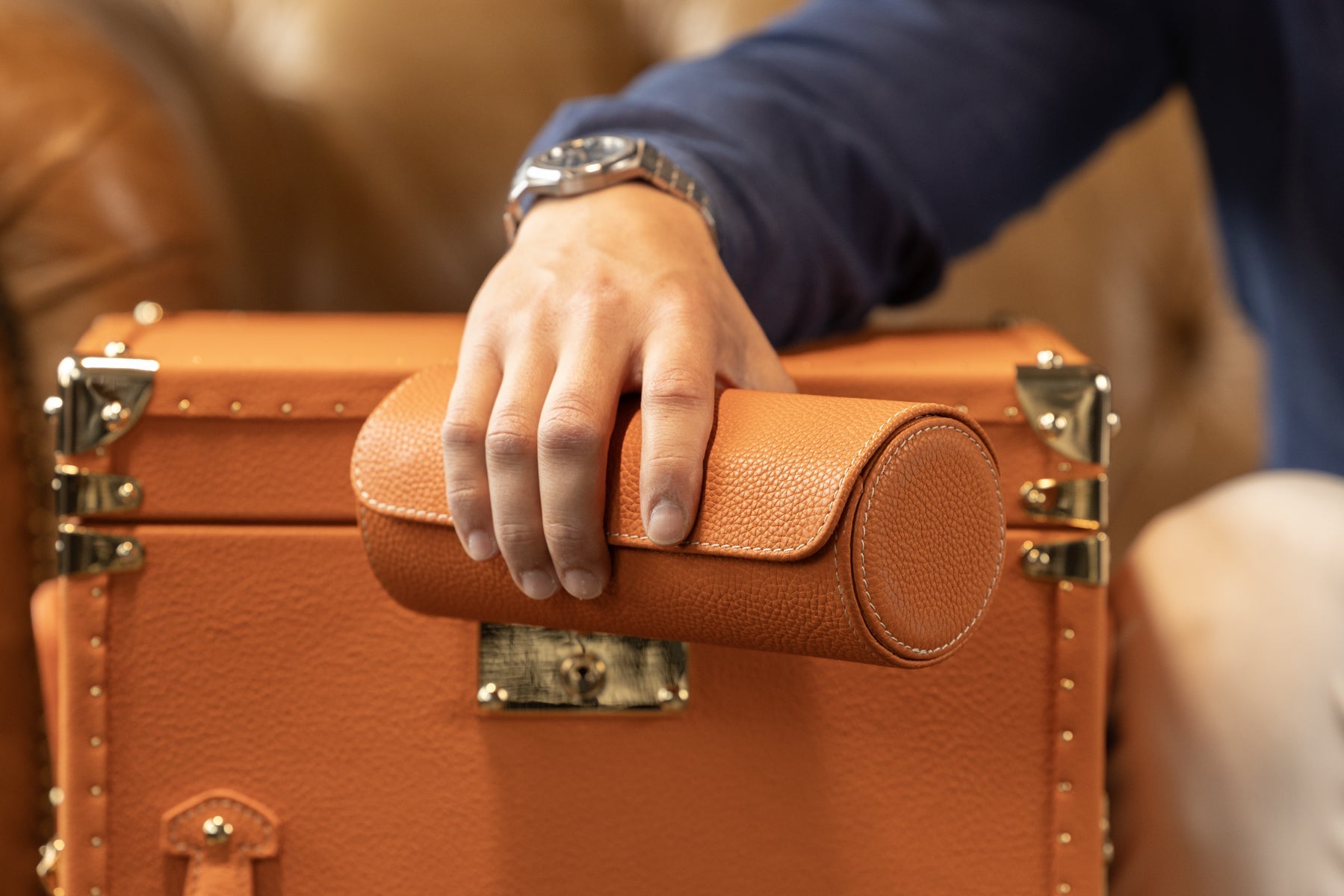 Bosphorus LeatherWatch Winder Trunk - Togo Orange