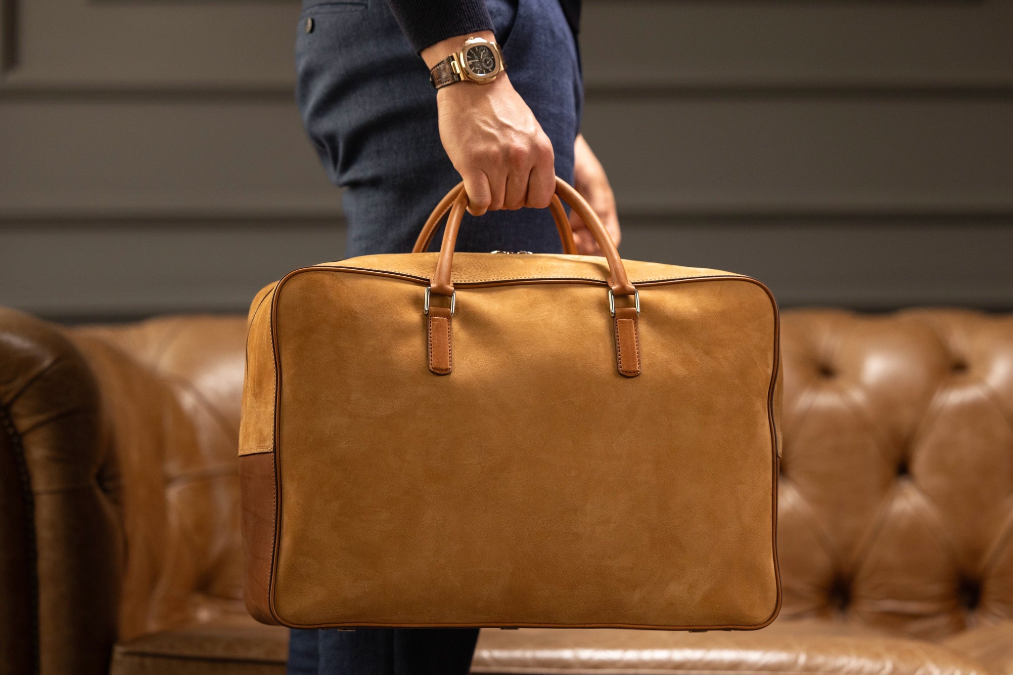 Bosphorus LeatherWeekender Bag - Nubuck Camel