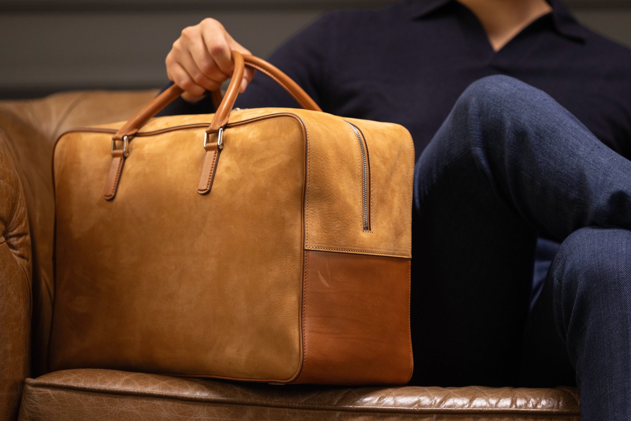 Bosphorus LeatherWeekender Bag - Nubuck Camel