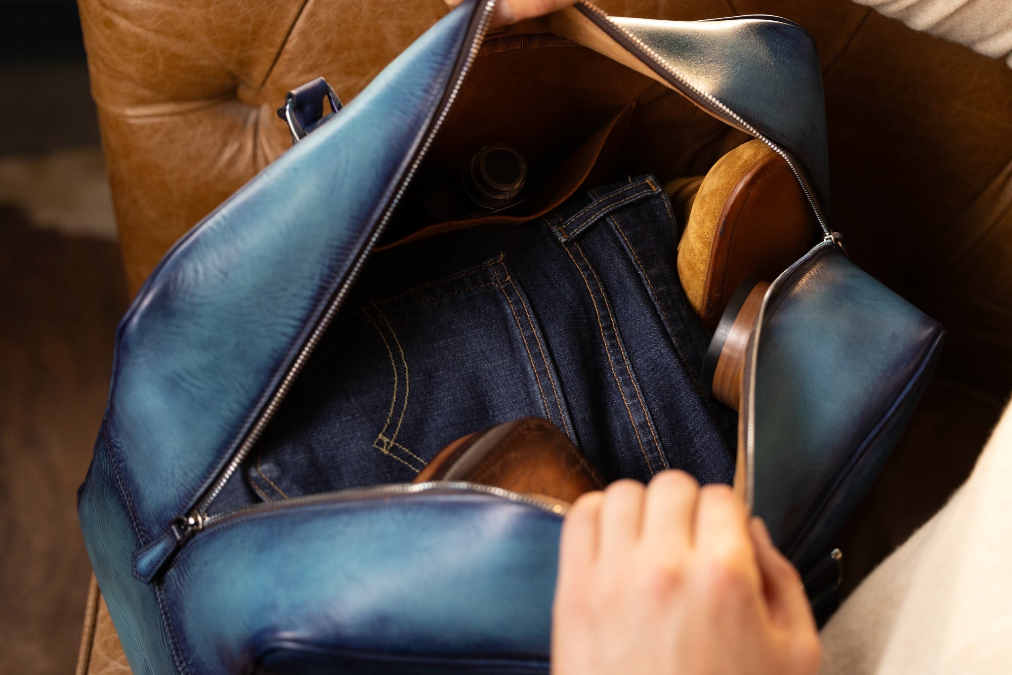 Bosphorus LeatherWeekender Bag - Patina Blue