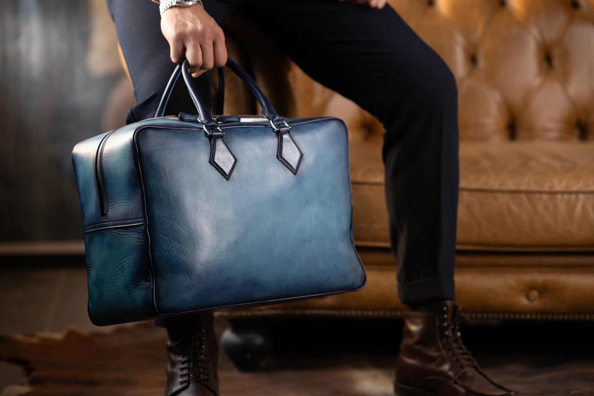 Bosphorus LeatherWeekender Bag - Patina Blue