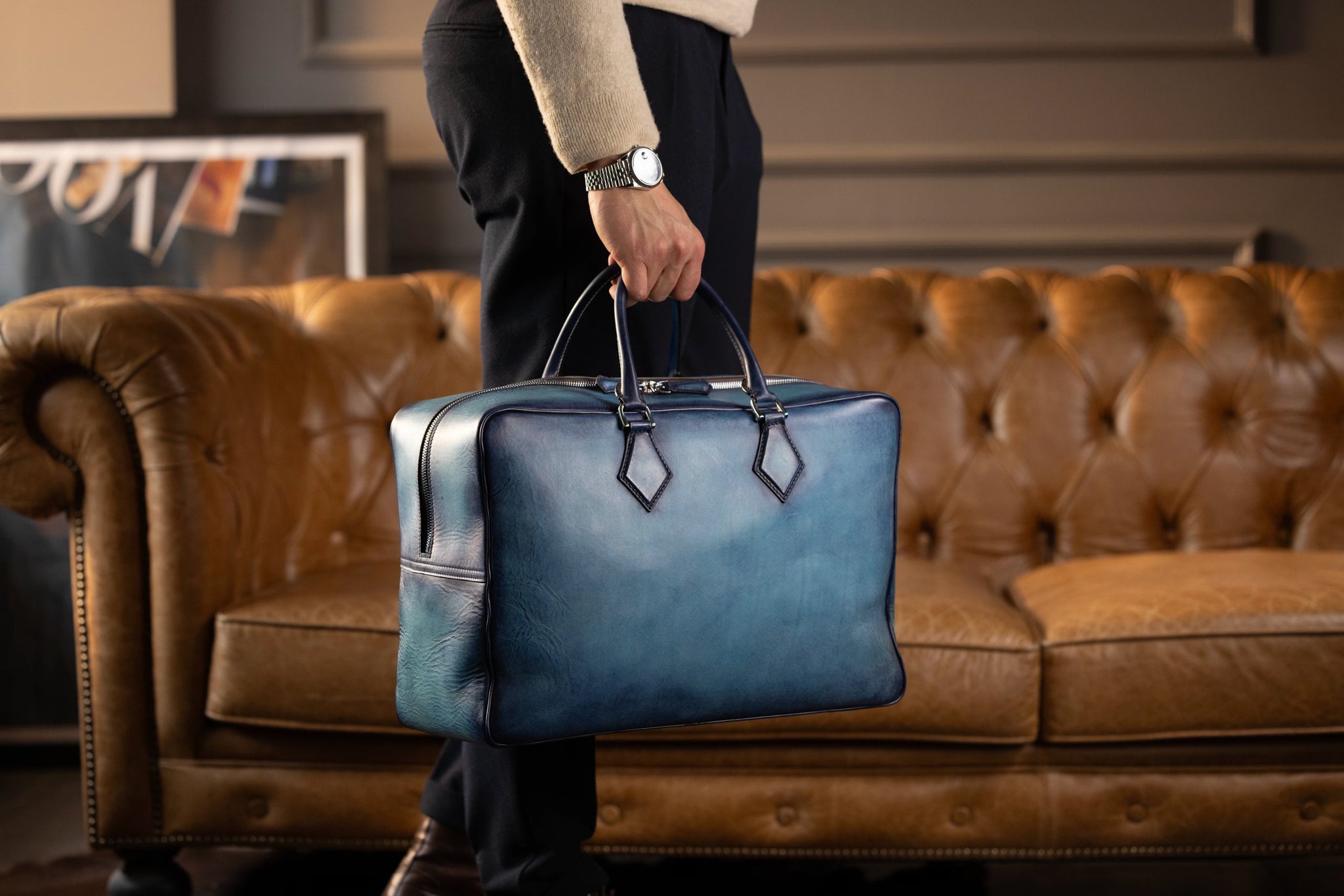 Bosphorus LeatherWeekender Bag - Patina Blue