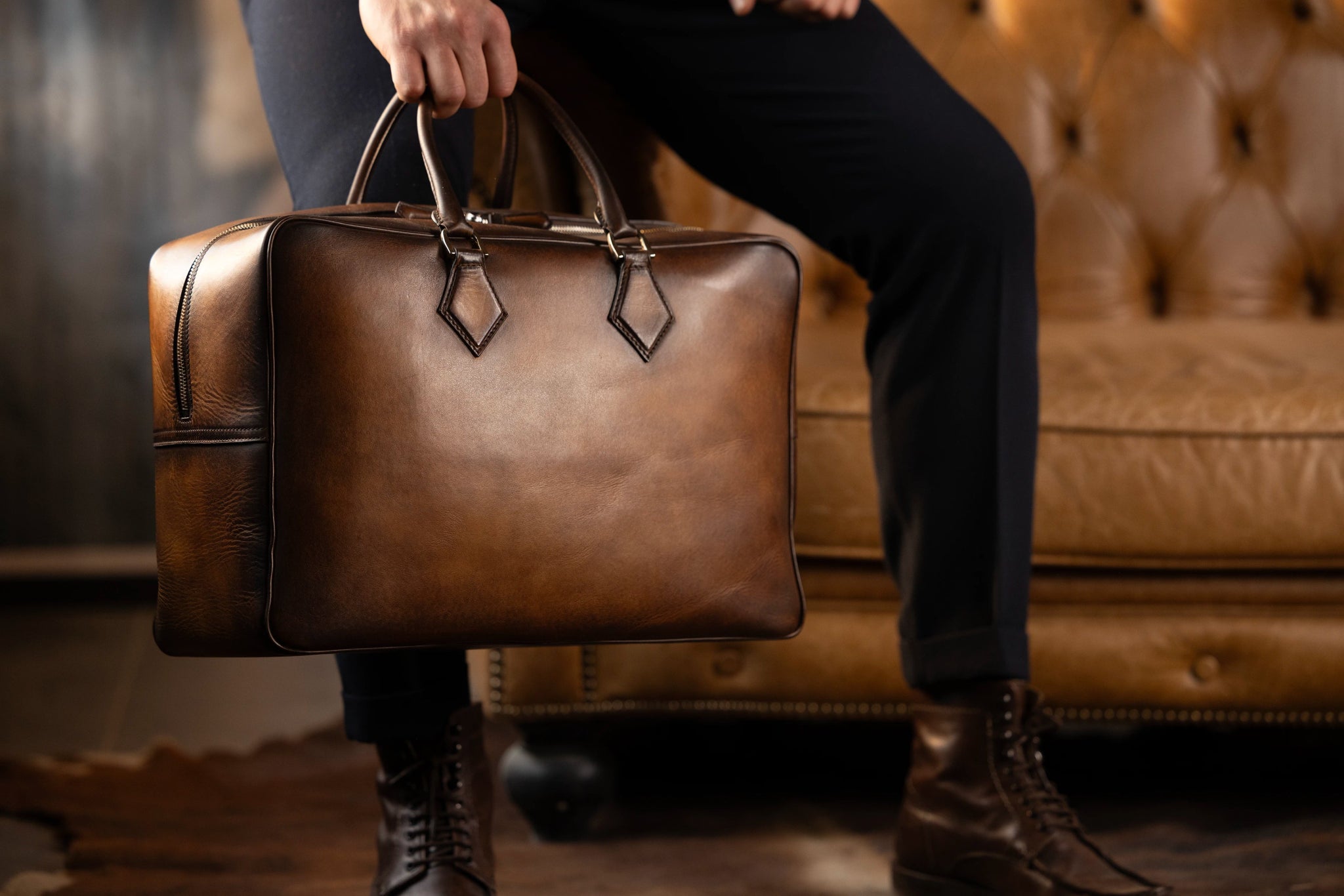 Bosphorus LeatherWeekender Bag - Patina Brown