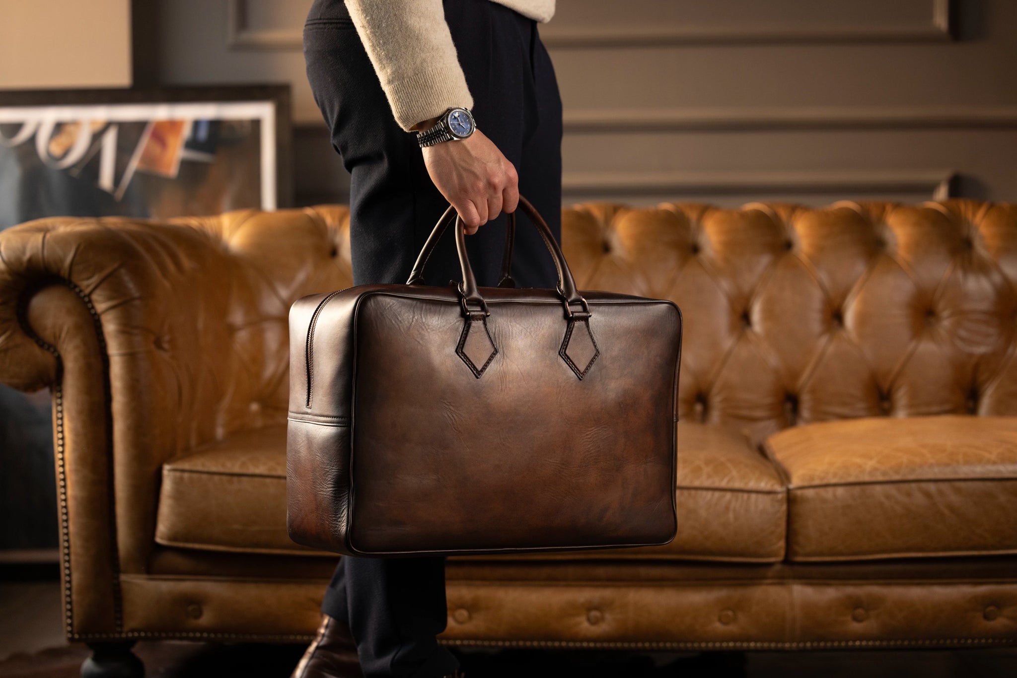 Bosphorus LeatherWeekender Bag - Patina Dark Brown