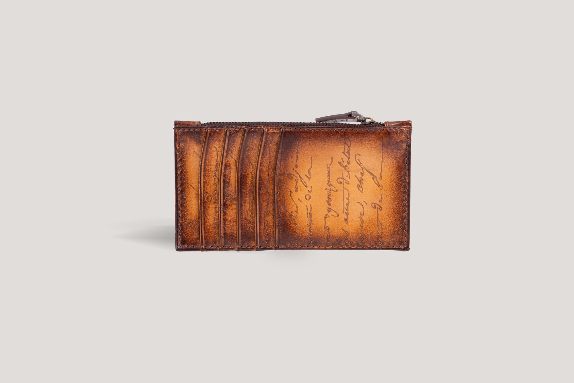 Bosphorus LeatherZipper Card Holder Honey Brown