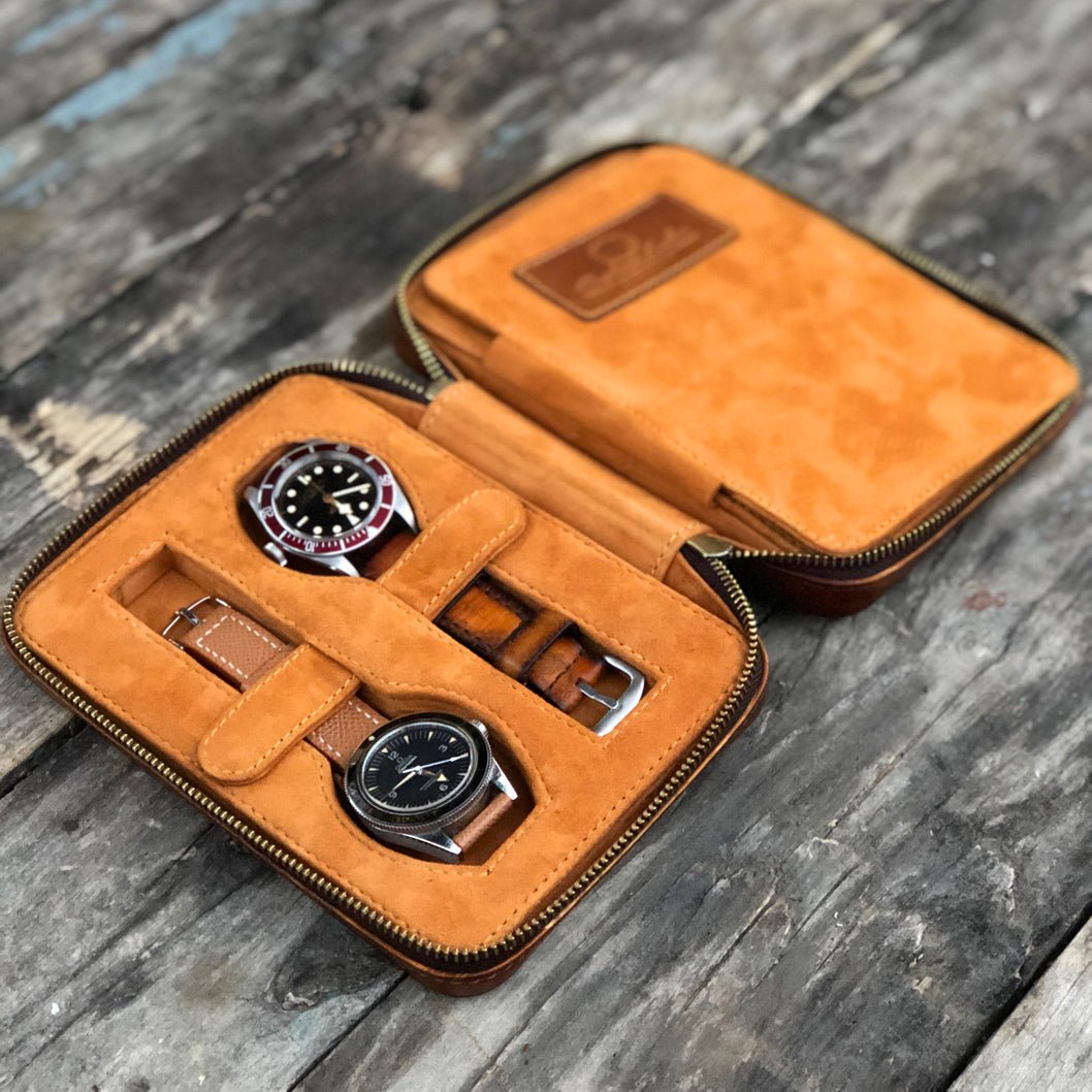 Bosphorus LeatherZipper Parchment Patina Watch Case